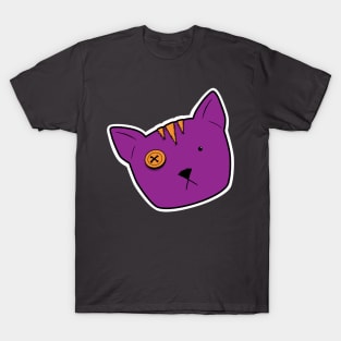 Stuffed Voodoo Tabby Kitten Face - Purple/Orange T-Shirt